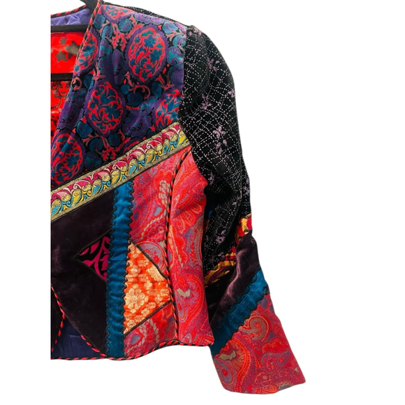 Marie Studer Designs Vintage 90s Colorful Patchwork Festival Jacket Size Medium - Picture 4 of 8